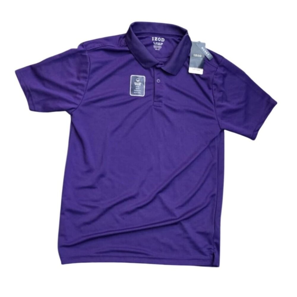 Izod Boy Purple Polo Shirt XL Moisture Wicking Snag Resistant Anti-Pill Short S